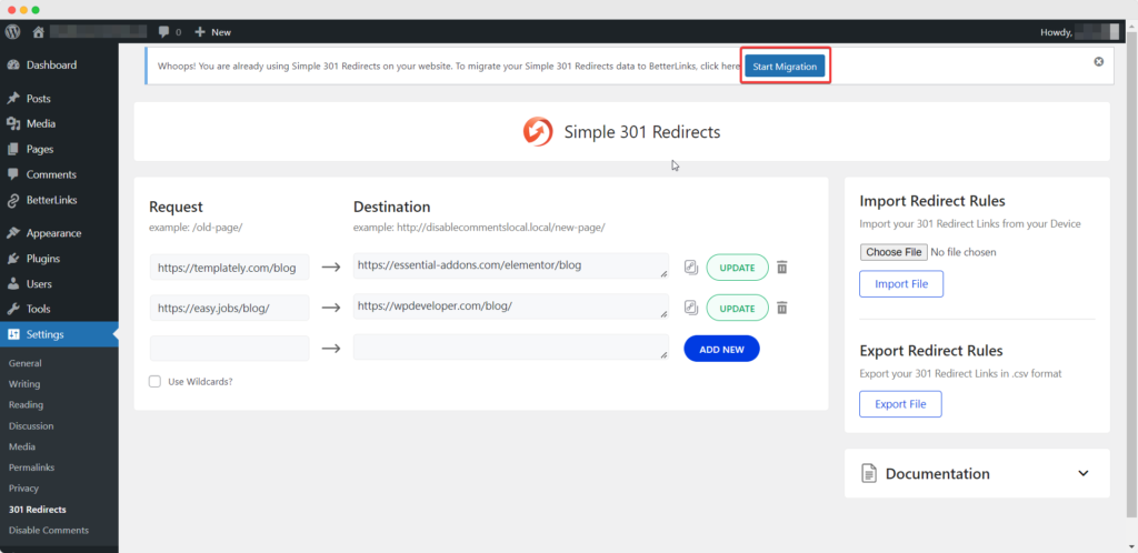 Redirection – Manage and Track 301 Redirects