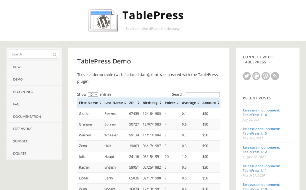 TablePress